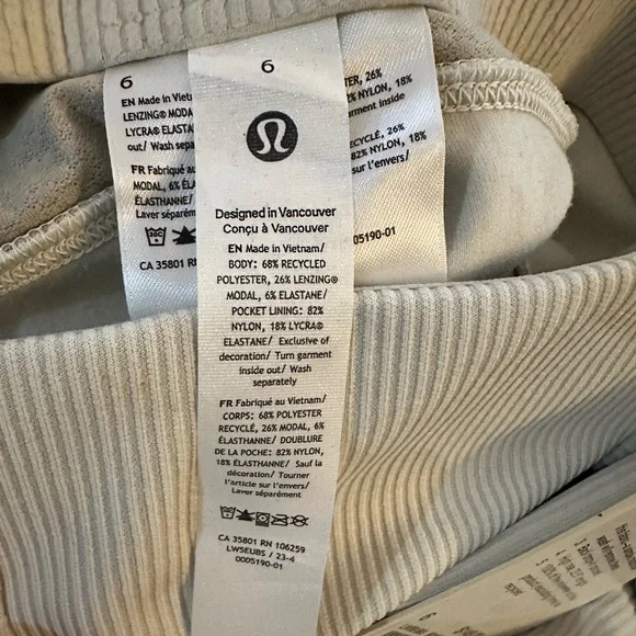 Lululemon Brushed Softstreme Ribbed Zip Flared Pant 32.5” – Bone | Size 6 | NWT - Picture 10 of 11